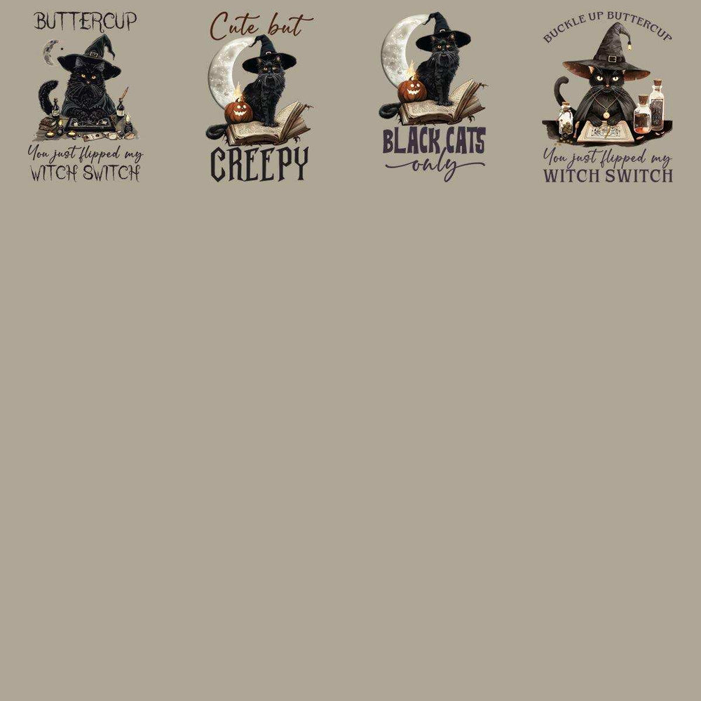 19 Halloween Black Cat Designs Bundle PNG
