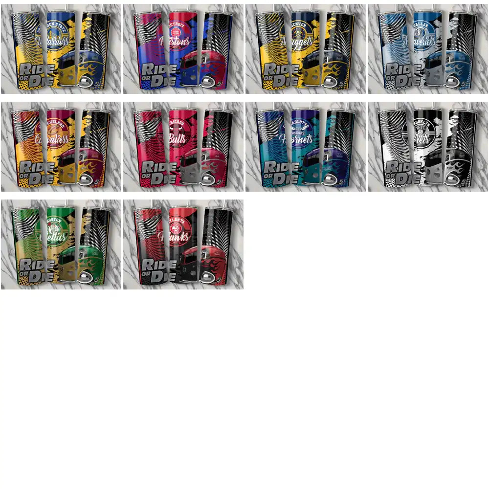 30 Basketball Teams Ride or Die Tumbler Wrap Bundle JPG