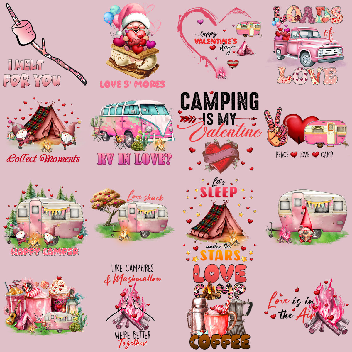 19 Camping Valentine Designs Bundle Png