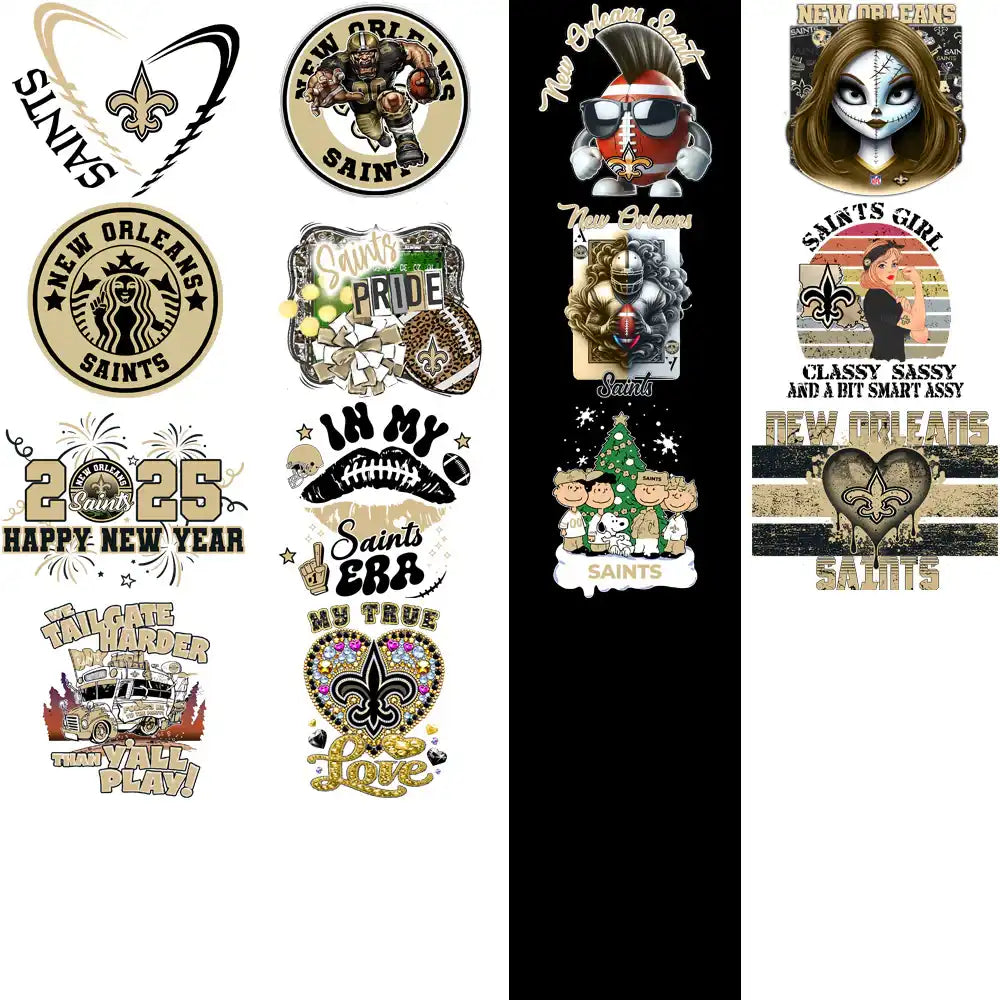50 New Orleans Saints V4 Football Designs Bundle PNG
