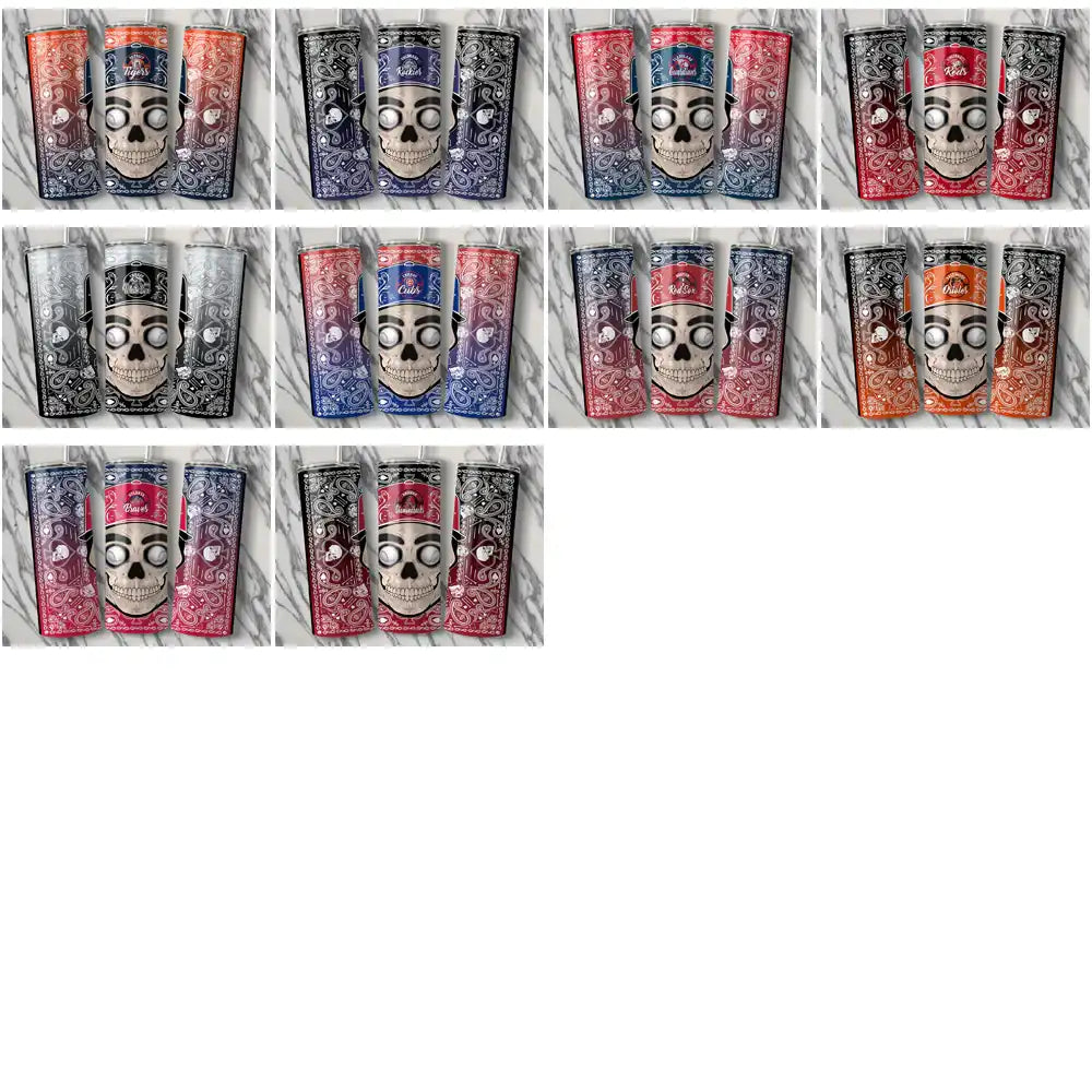 30 Baseball Teams Skull Handkerchief Tumbler Wrap Bundle JPG