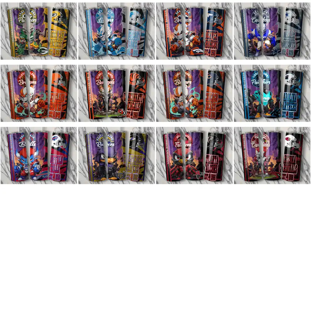32 Football Teams Monster Mascot Tumbler Wrap Bundle JPG
