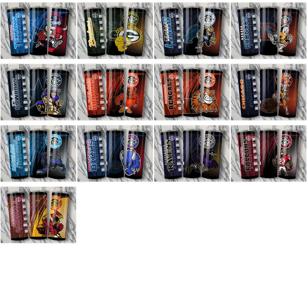 33 Football Teams Starbucks Tumbler Tumbler Wrap Bundle JPG