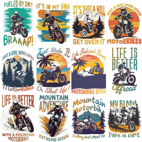 Paquete de 15 Diseños PNG de Motos de Montaña