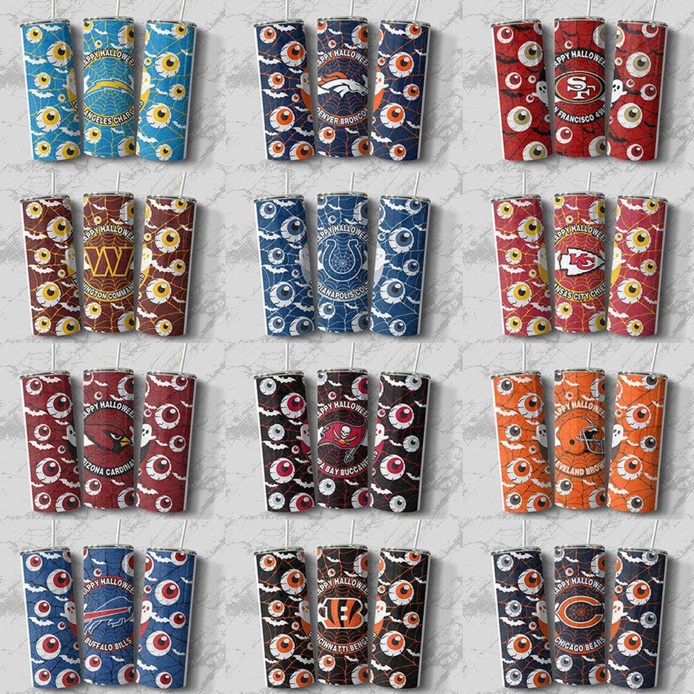 32 HALLOWEEN Horror Football Teams Sports Tumbler Wrap Bundle JPG