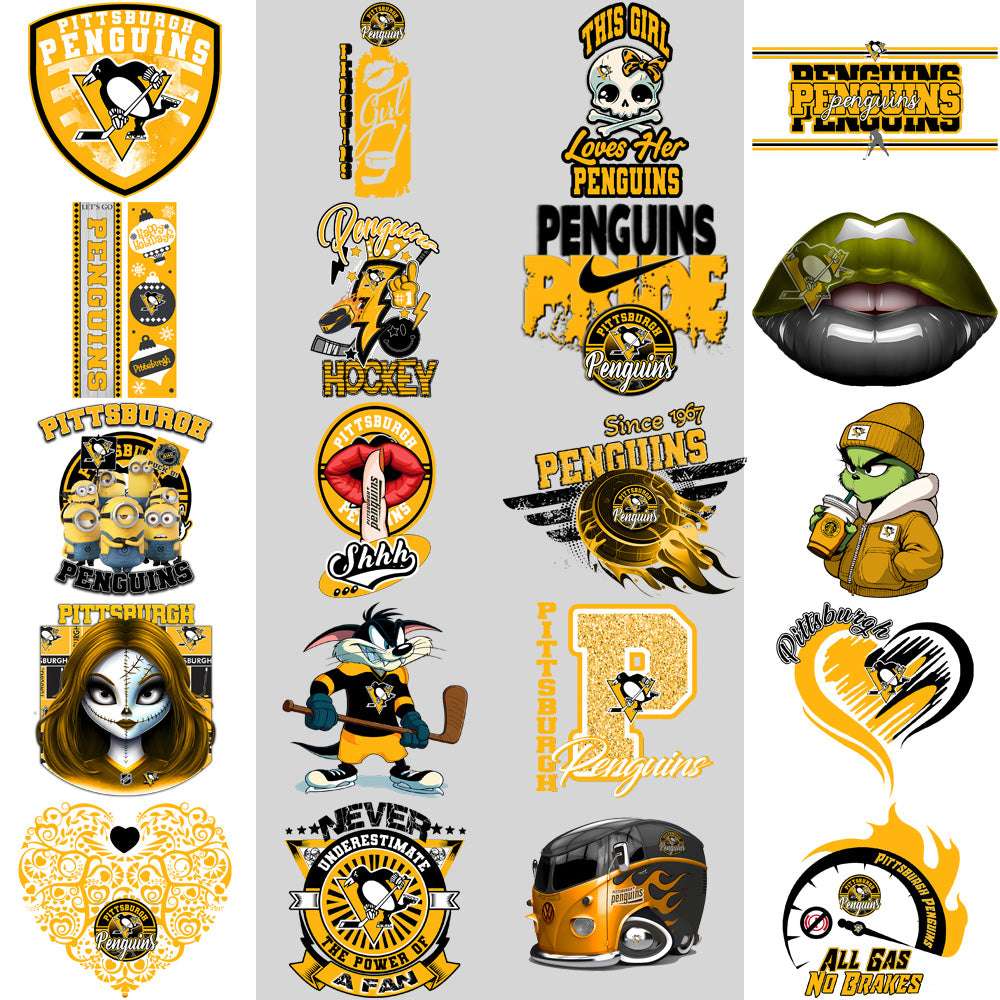 36 Pittsburgh Penguins Ice Hockey Designs Bundle PNG