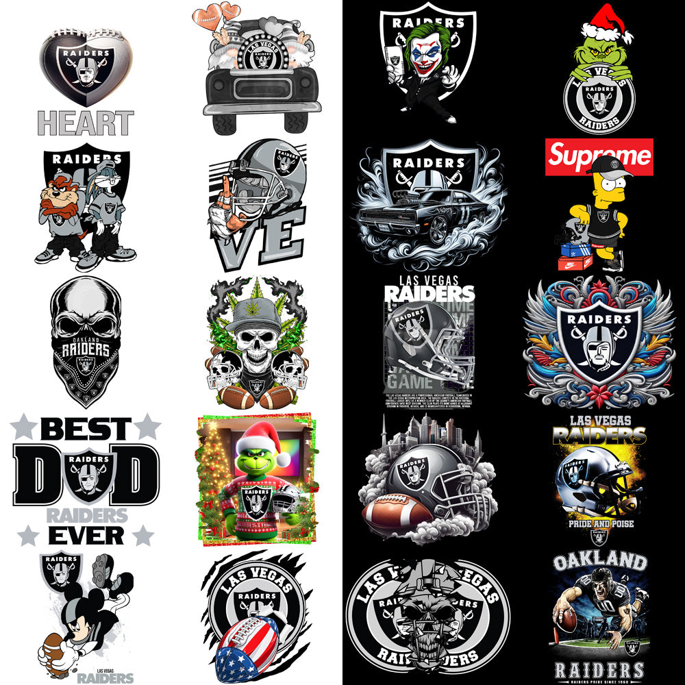 54 Las Vegas Raiders V1 Football Designs Bundle PNG