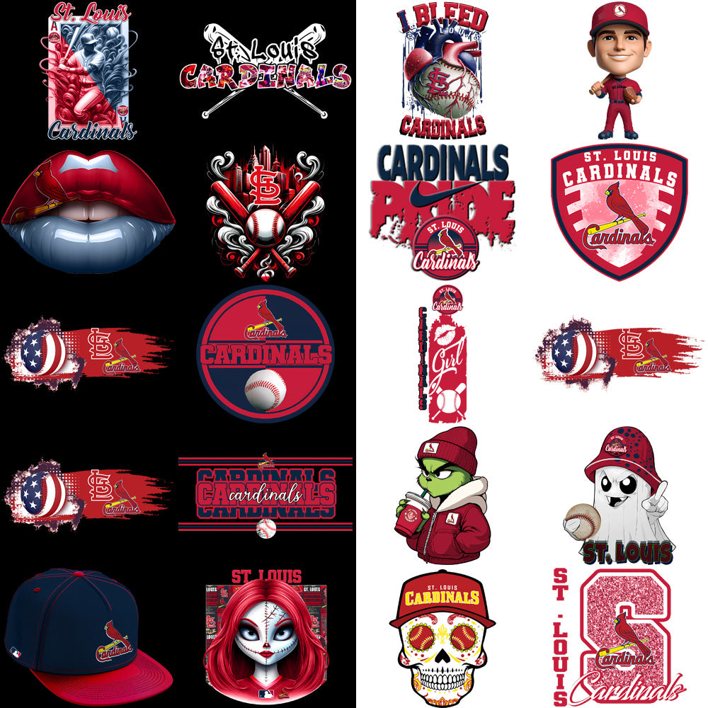 60 St. Louis Cardinals Baseball Designs Bundle PNG