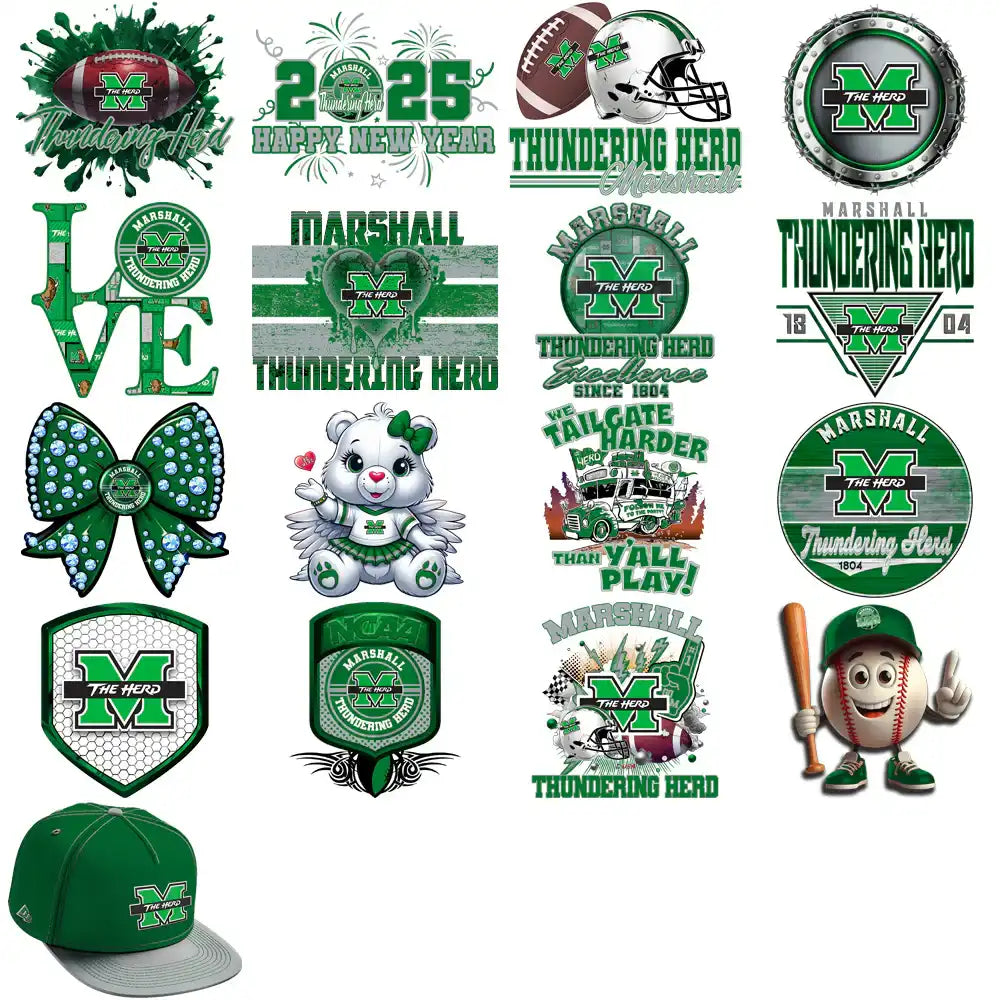 34 Marshall Thundering Herd Designs Bundle PNG