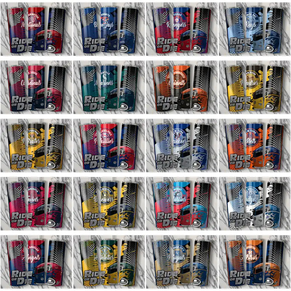 30 Baseball Teams Ride or Die Tumbler Wrap Bundle JPG