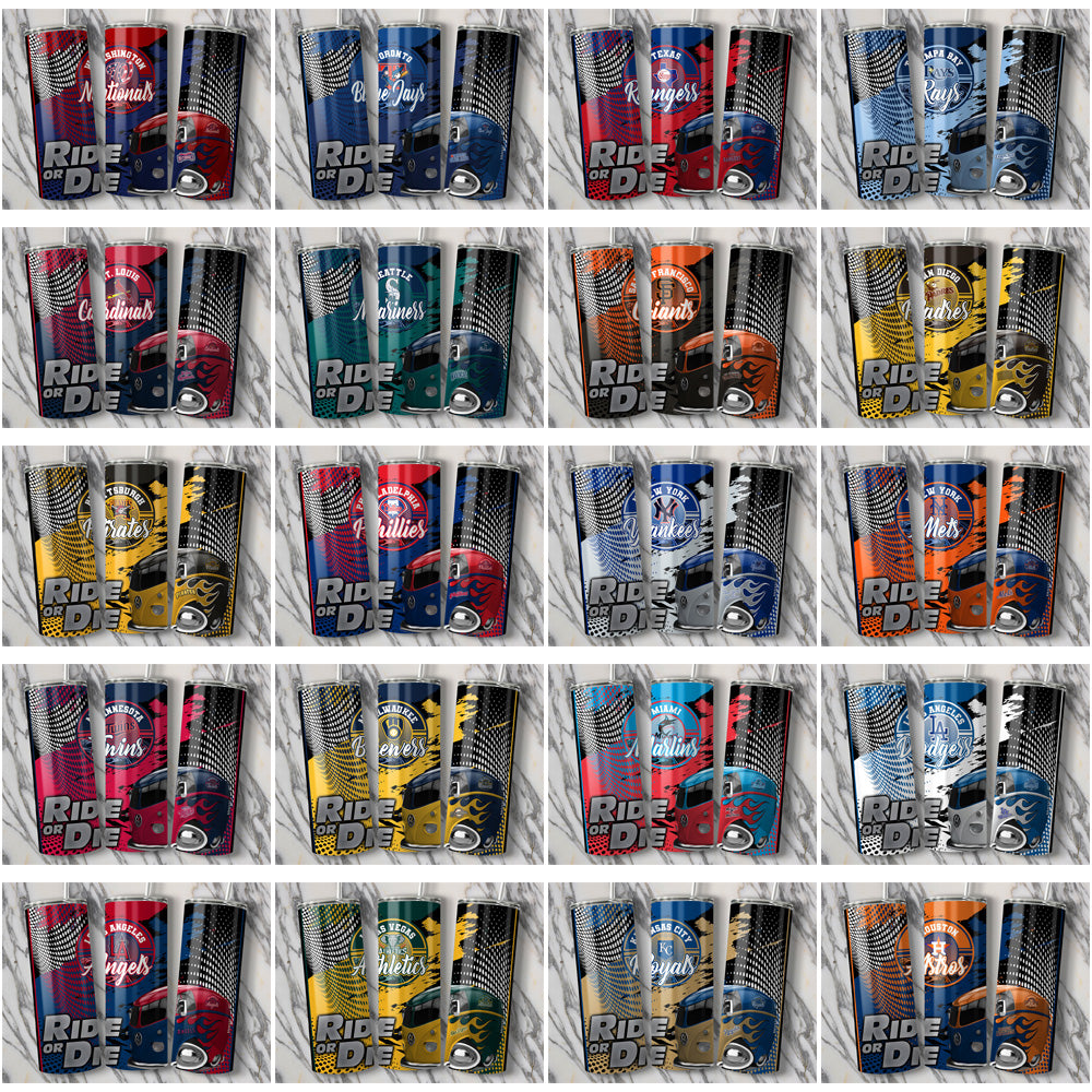 30 Baseball Teams Ride or Die Tumbler Wrap Bundle JPG