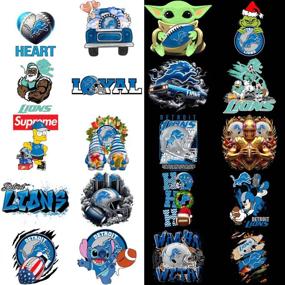 50 Detroit Lions V1 Football Designs Bundle PNG