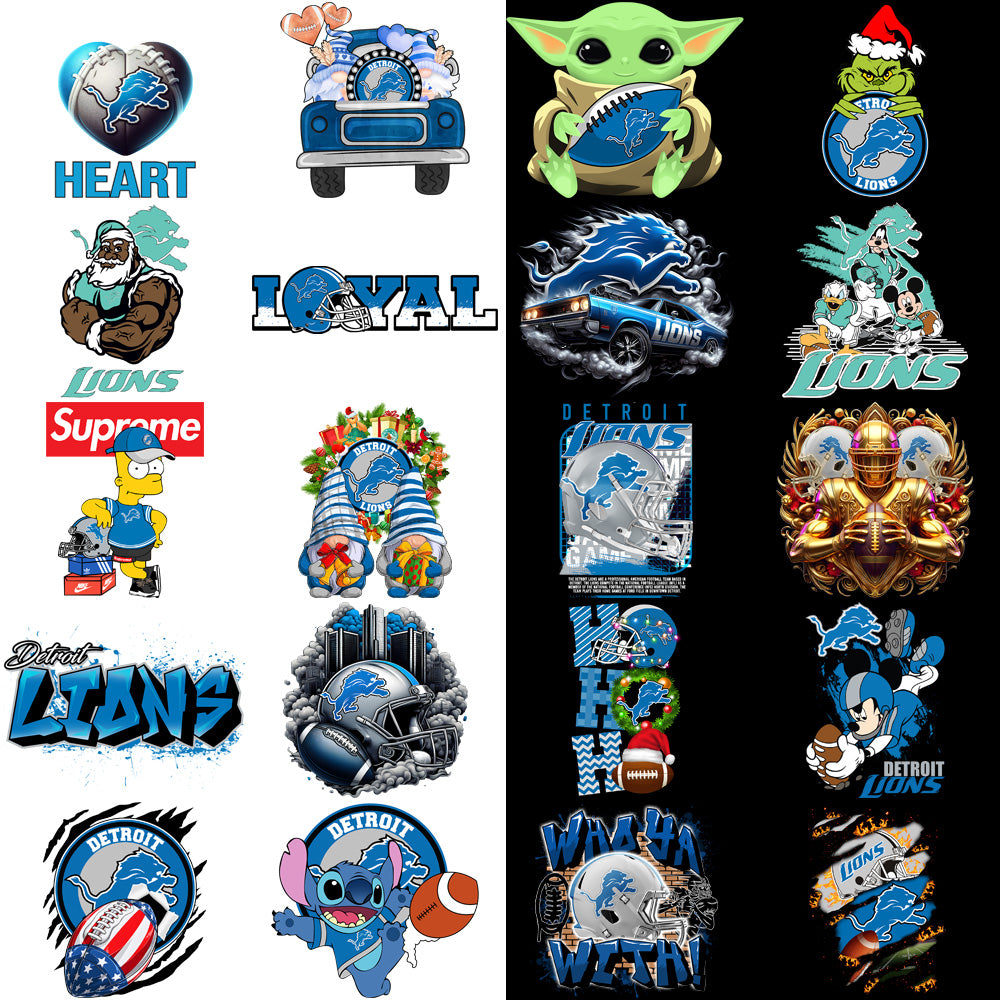 50 Detroit Lions V1 Football Designs Bundle PNG