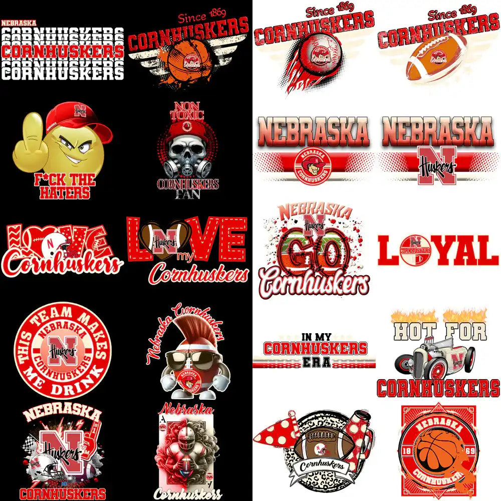 72 Nebraska Cornhuskers Designs Bundle PNG