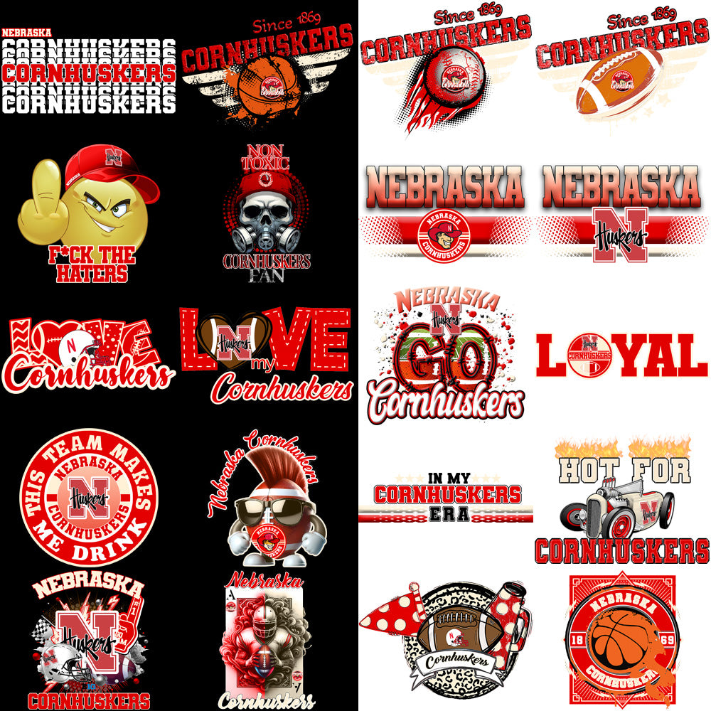 72 Nebraska Cornhuskers Designs Bundle PNG