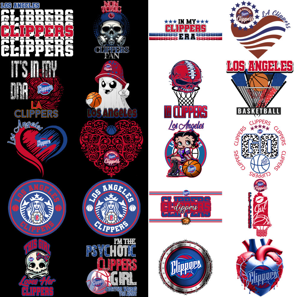 20 LA Clippers Basketball Designs Bundle PNG