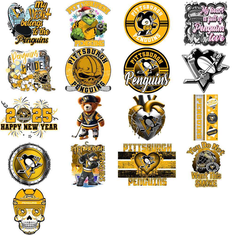 36 Pittsburgh Penguins Ice Hockey Designs Bundle PNG