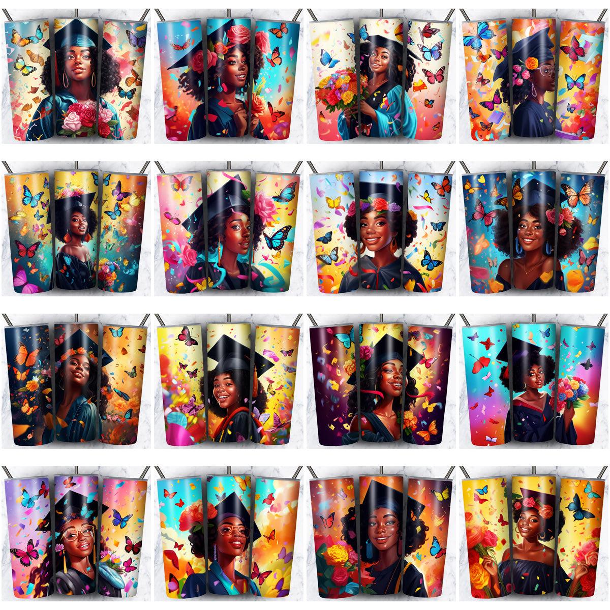 45 Black Girl Graduate Tumbler Wrap Designs Bundle JPG