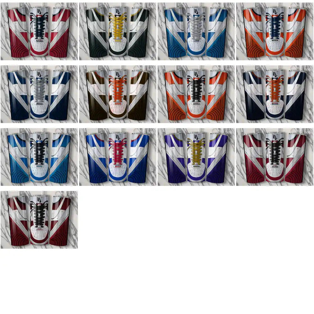 33 Football Teams Nike AF1 Laces Tumbler Wrap Bundle JPG