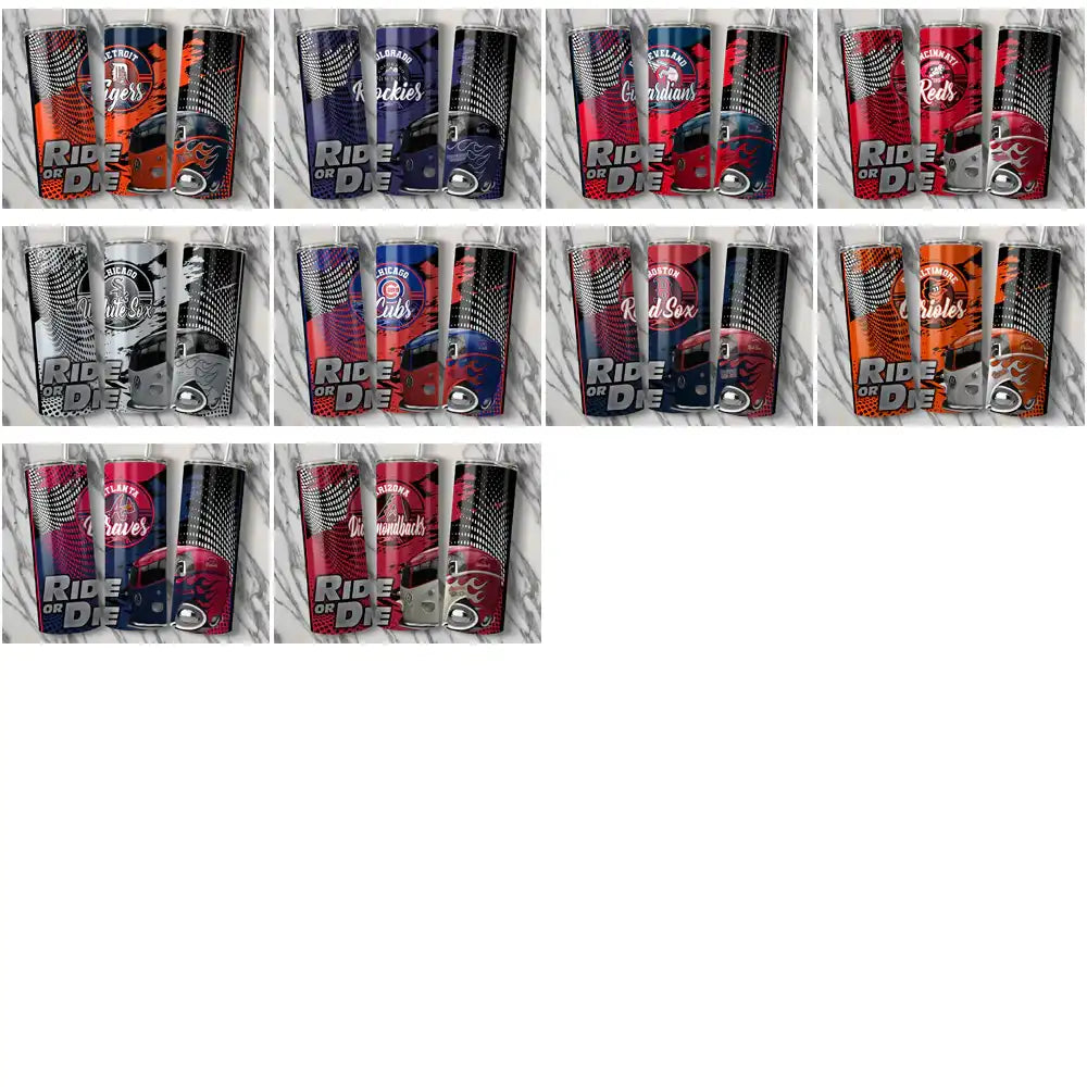 30 Baseball Teams Ride or Die Tumbler Wrap Bundle JPG