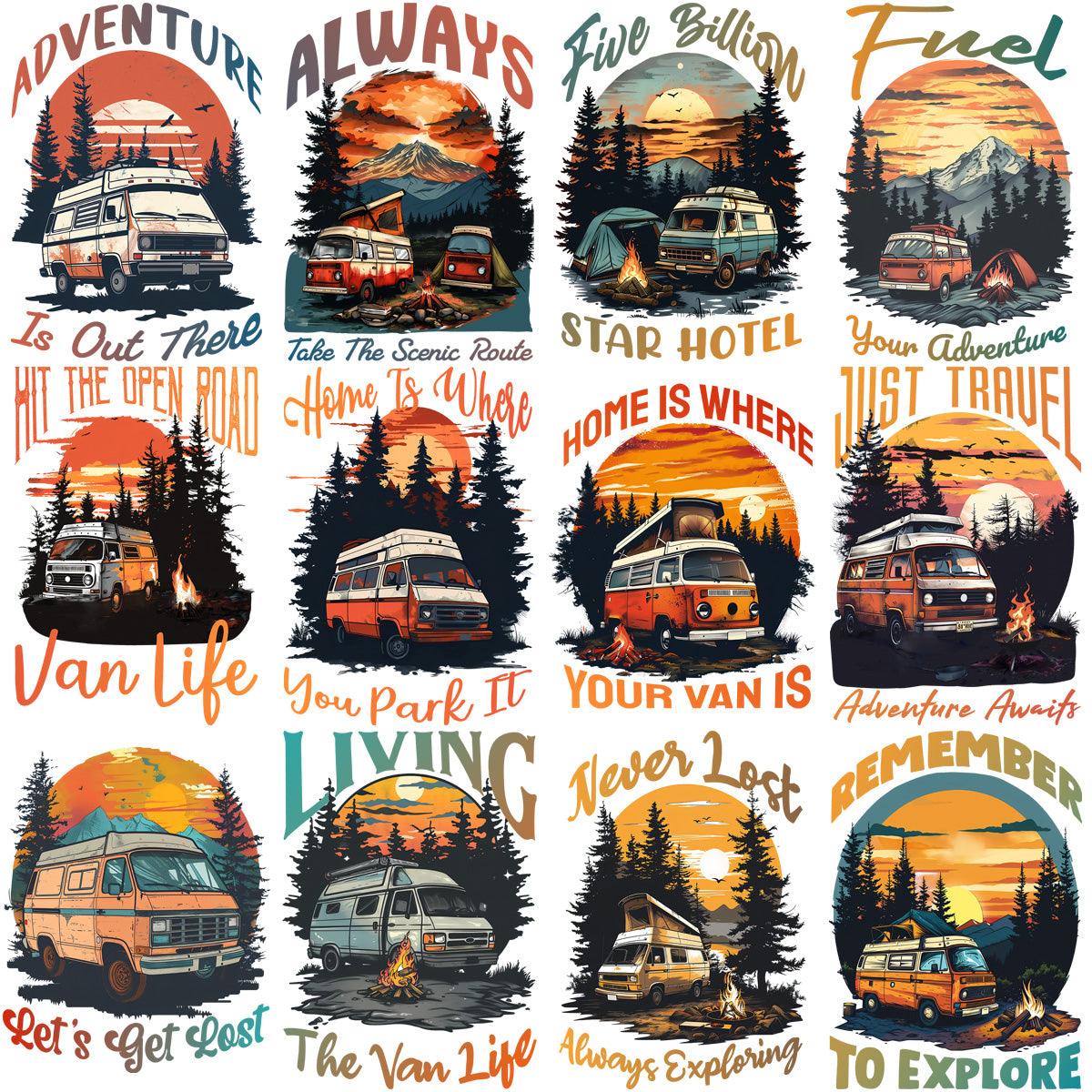 15 Mountain Van Life Camp Designs Bundle PNG