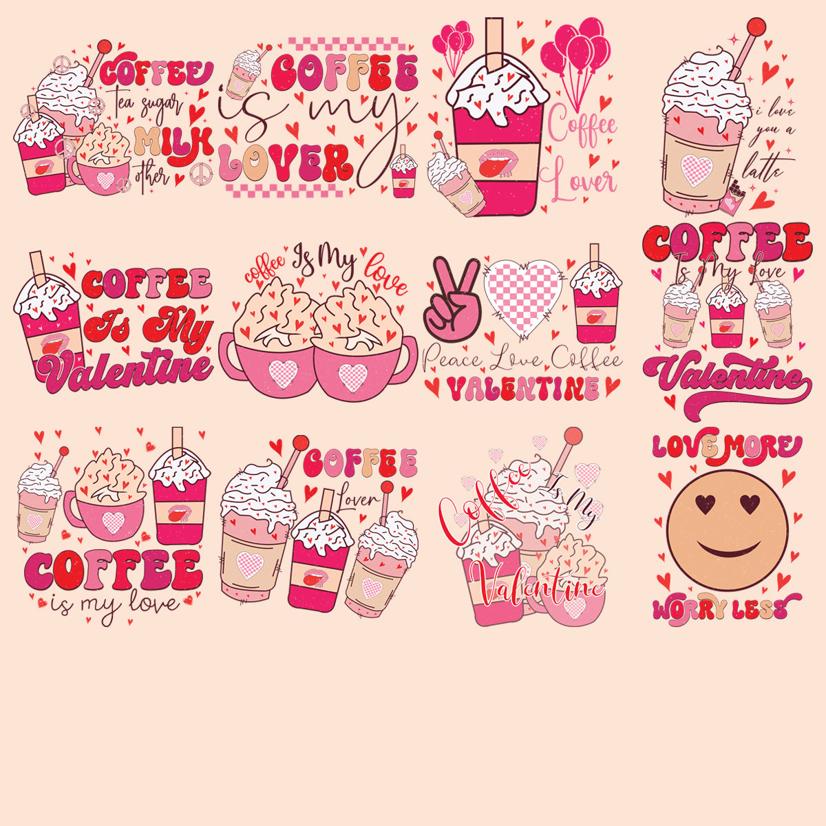 11 Coffee Valentine Designs Bundle Png