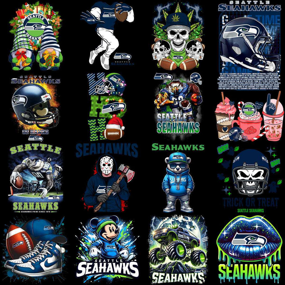 58 Mega Football Team Seattle Seahawks Mixed V2 Designs Bundle PNG