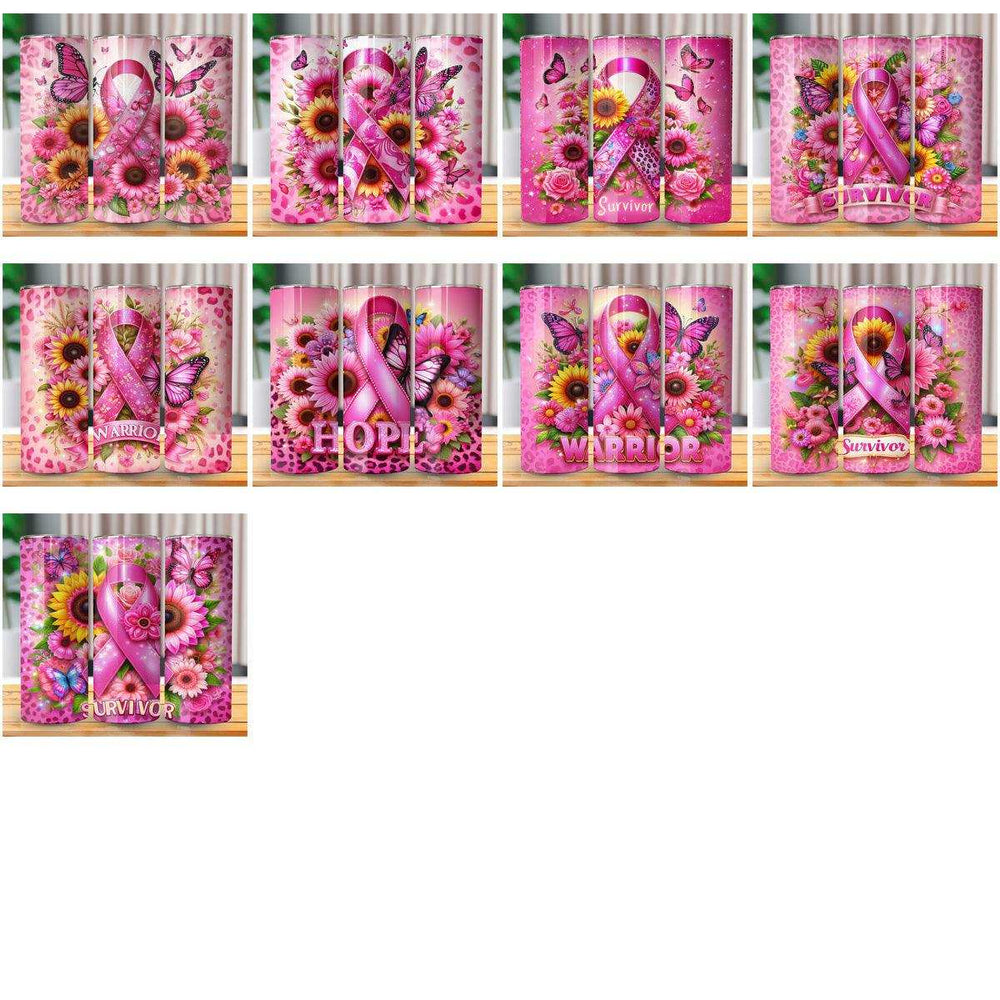 25 PINK RIBBON Cancer Awareness Tumbler Wrap Bundle JPG