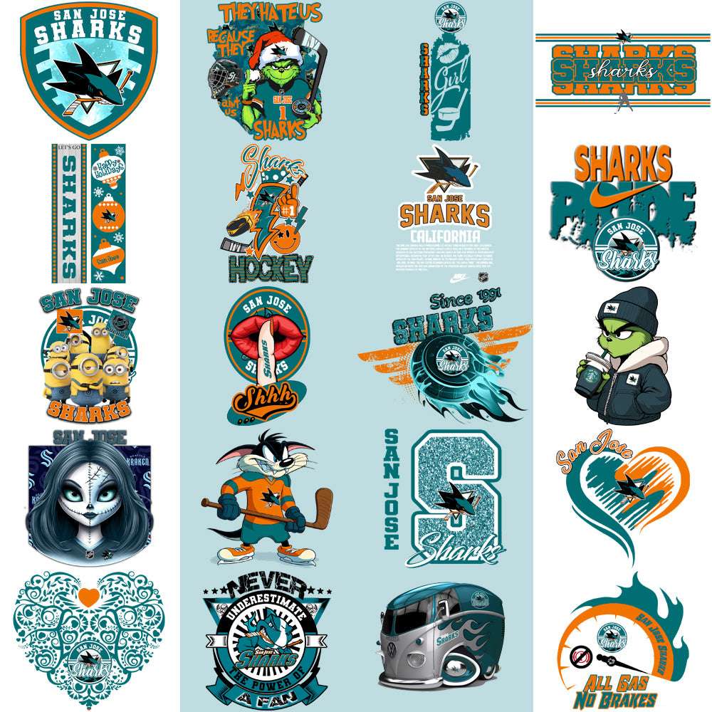 37 San Jose Sharks Ice Hockey Designs Bundle PNG