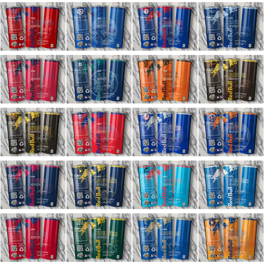 30 Baseball Teams Red Bull Tumbler Wrap Bundle JPG