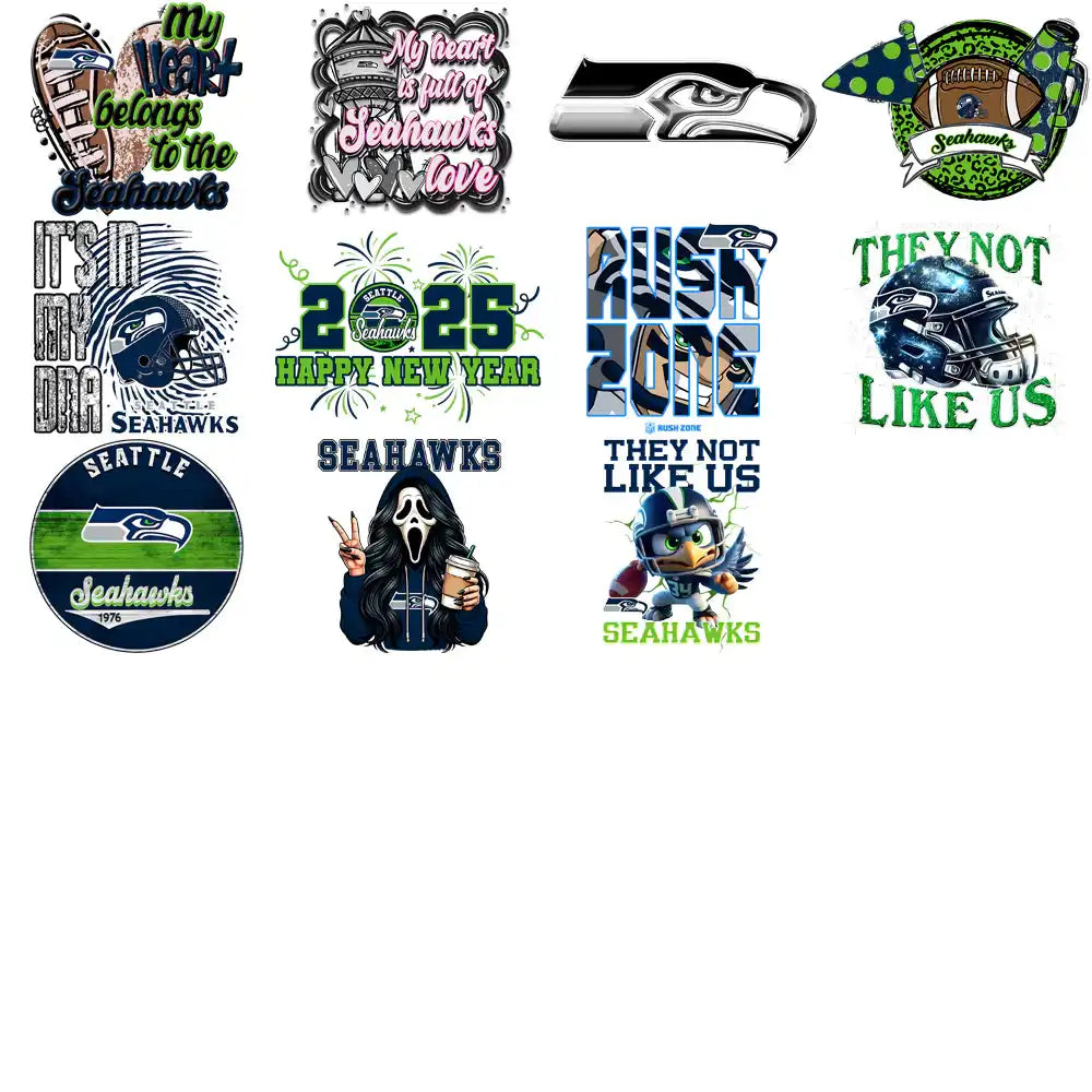 48 Seattle Seahawks V1 Football Designs Bundle PNG