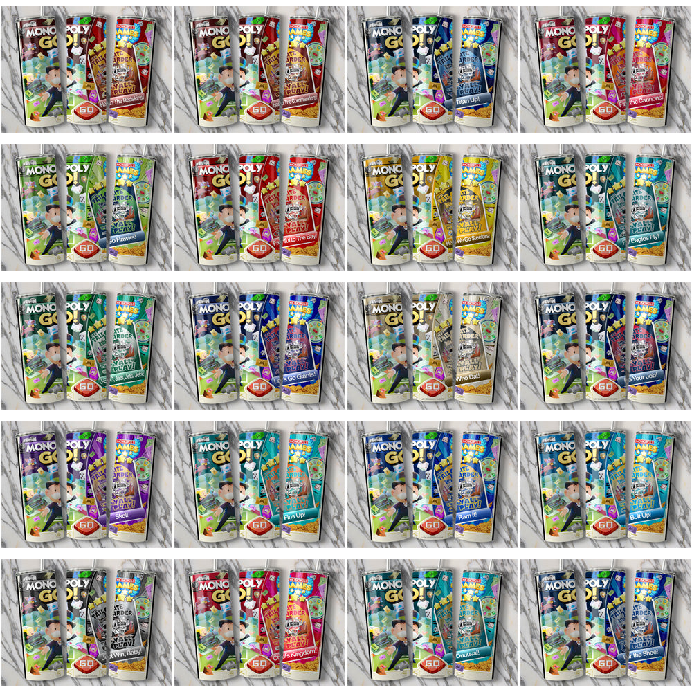 36 Football Teams Monopoly Go! Tumbler Wrap Bundle JPG
