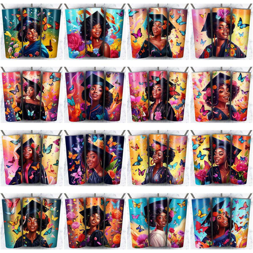 45 Black Girl Graduate Tumbler Wrap Designs Bundle JPG