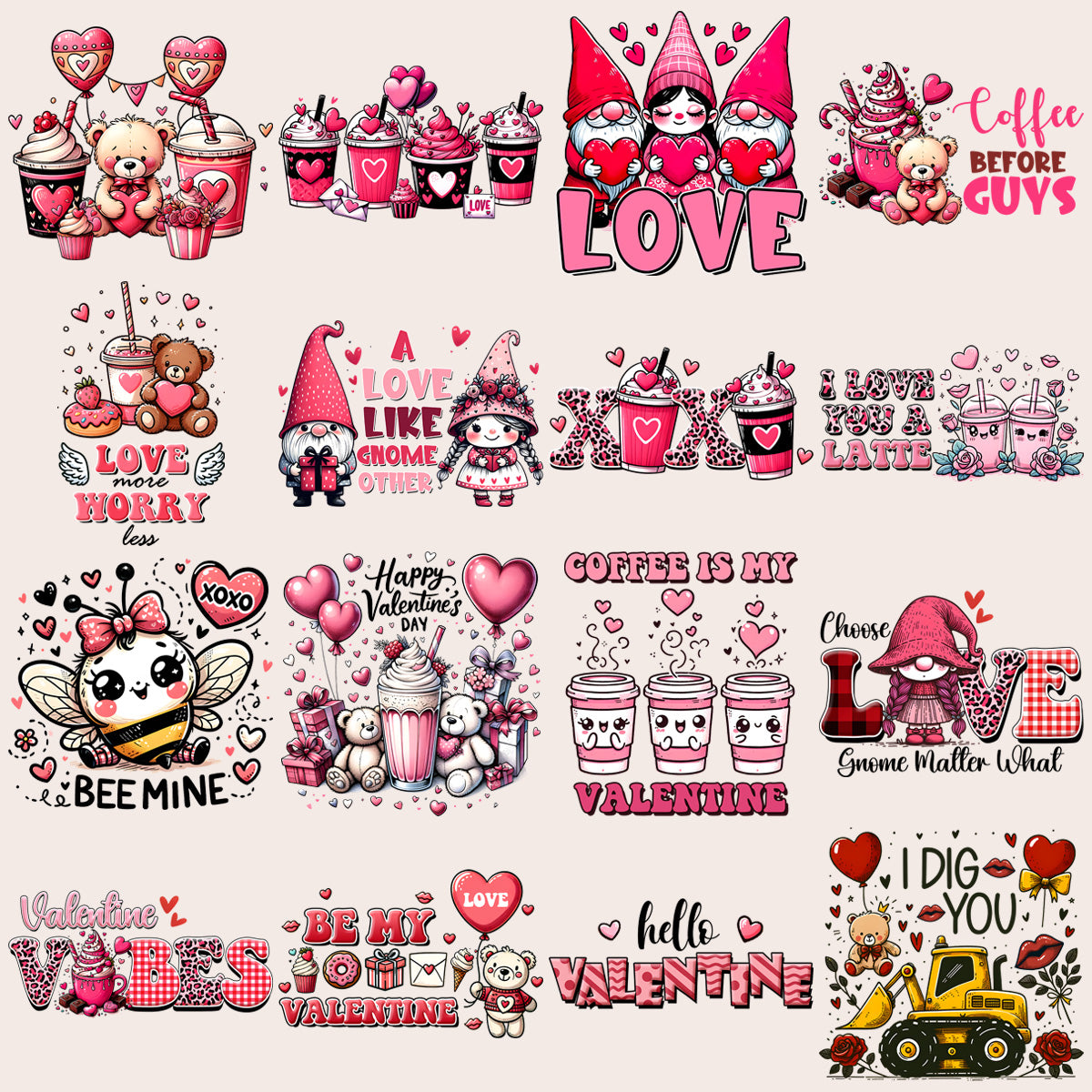 19 Cozy Valentine Designs Bundle Png