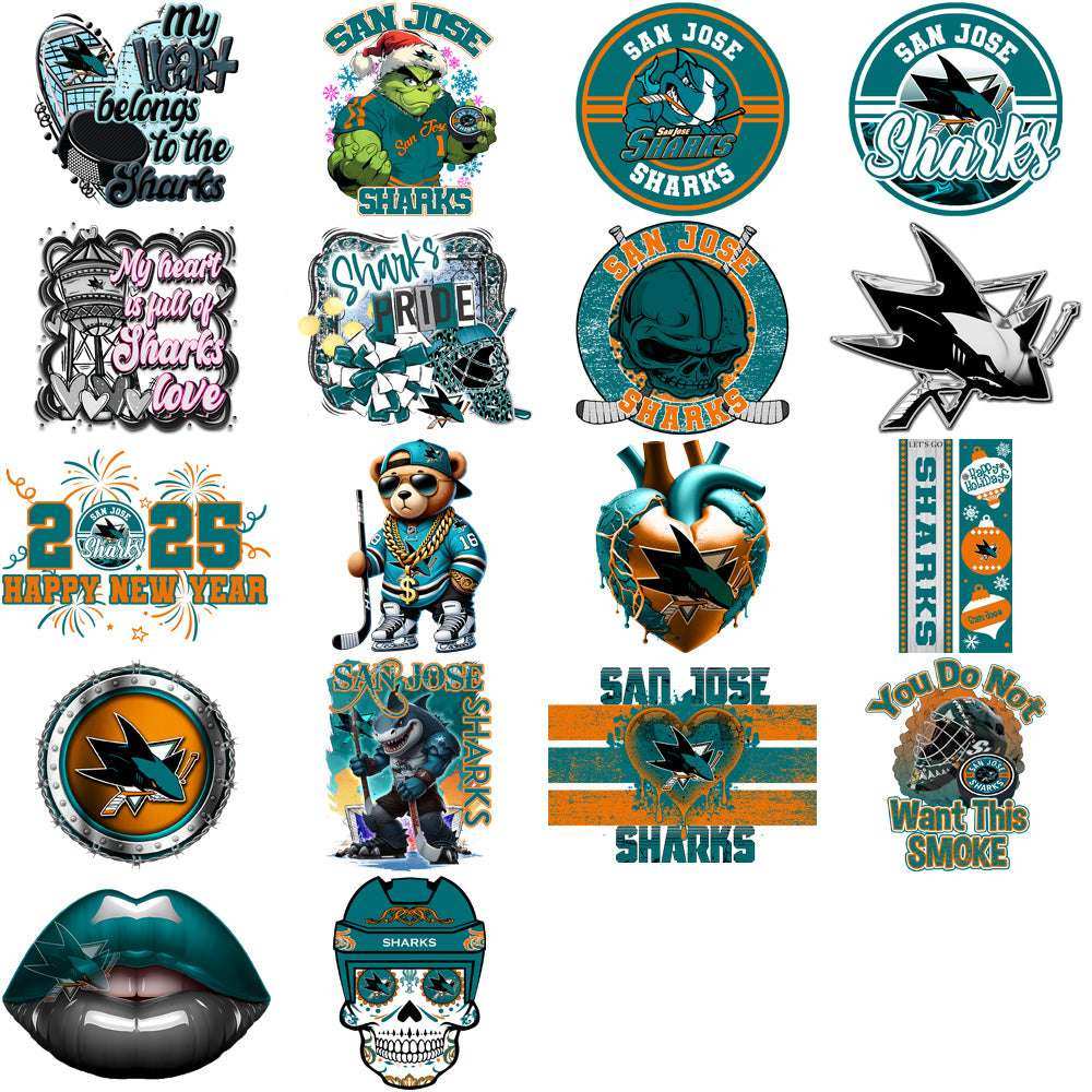 37 San Jose Sharks Ice Hockey Designs Bundle PNG