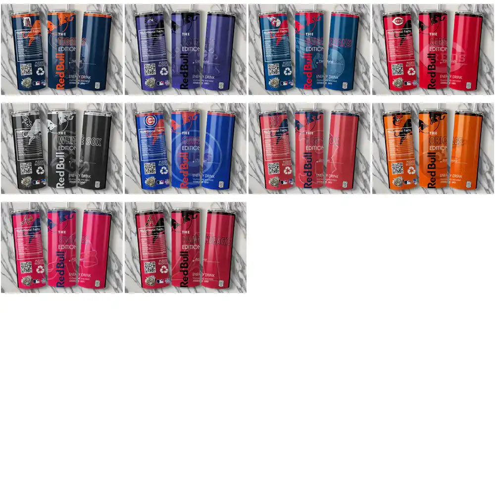 30 Baseball Teams Red Bull Tumbler Wrap Bundle JPG
