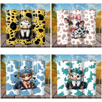 Load image into Gallery viewer, 7 Cute Cow Tumbler Wrap Designs Bundle JPG
