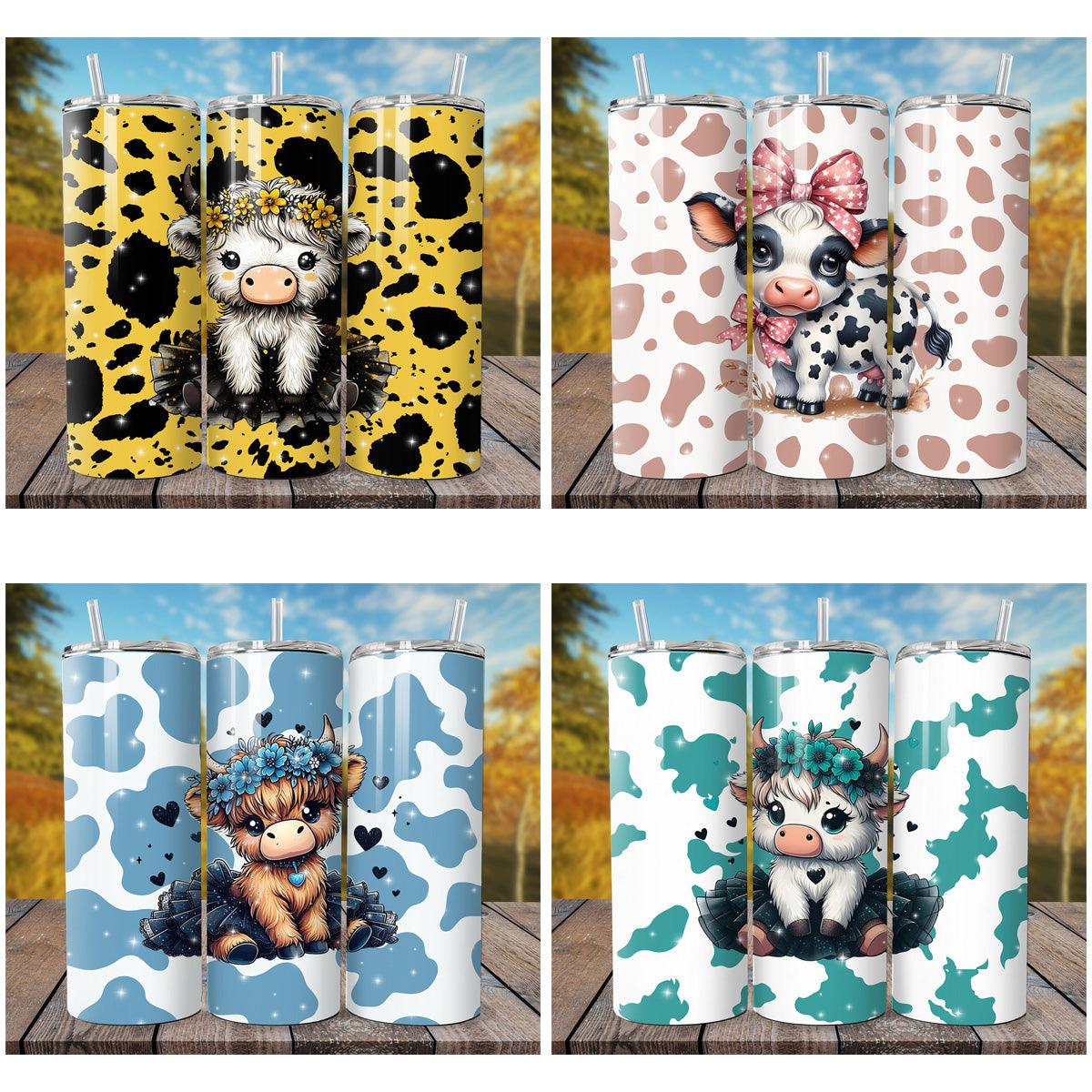 7 Cute Cow Tumbler Wrap Designs Bundle JPG