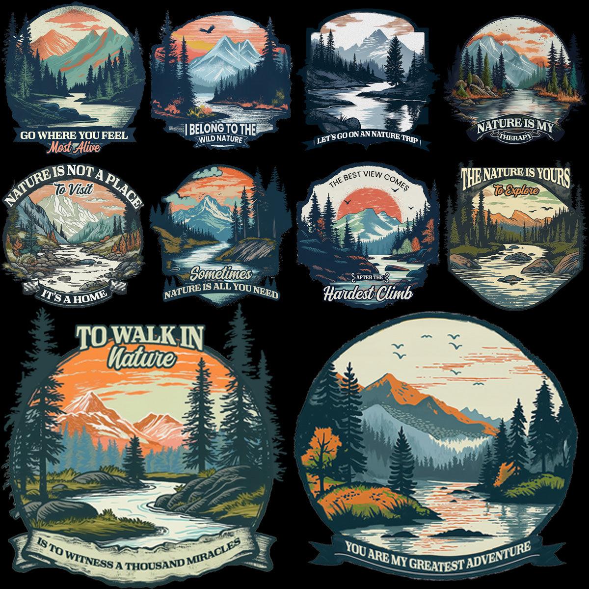 9 Nature Scenery Designs Bundle PNG