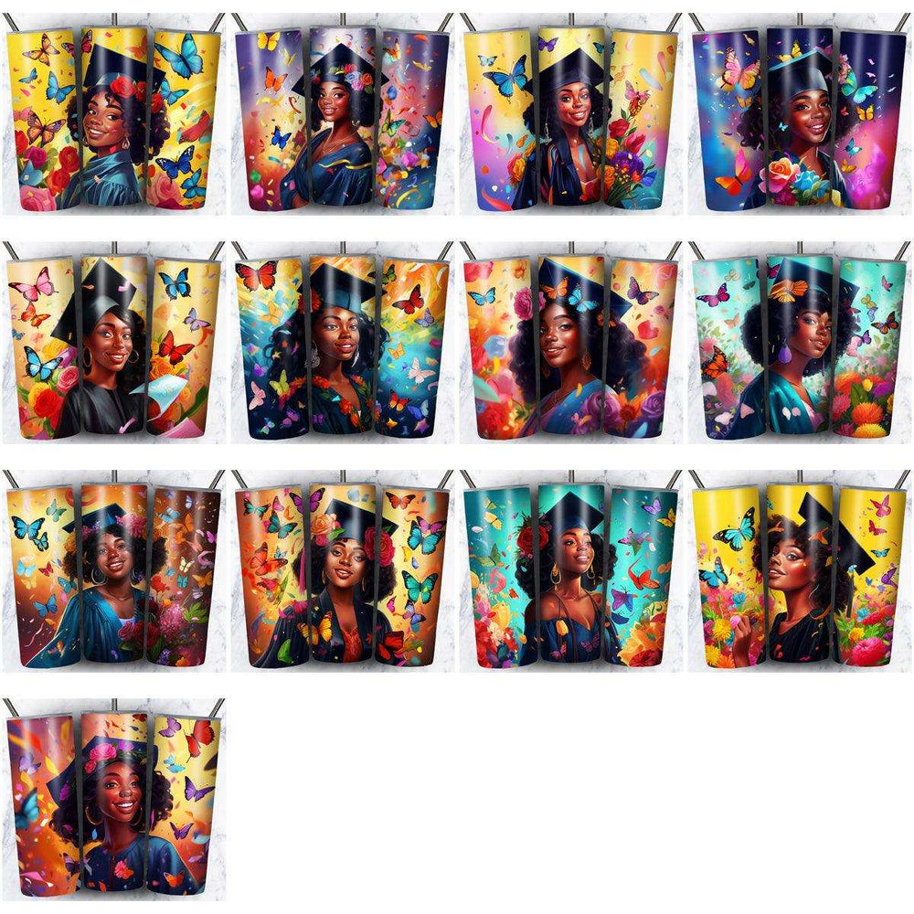 45 Black Girl Graduate Tumbler Wrap Designs Bundle JPG