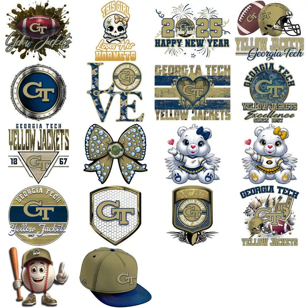 35 Georgia Tech Yellow Designs Bundle PNG