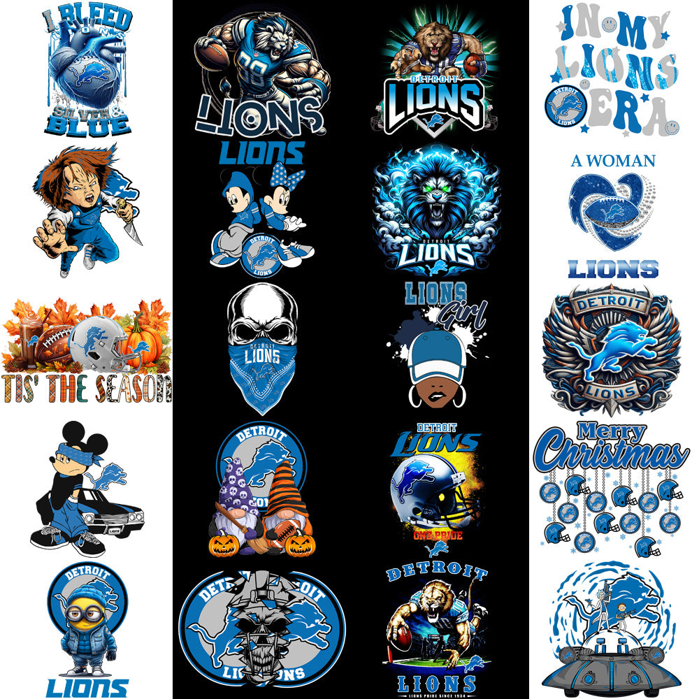 50 Detroit Lions V2 Football Designs Bundle PNG