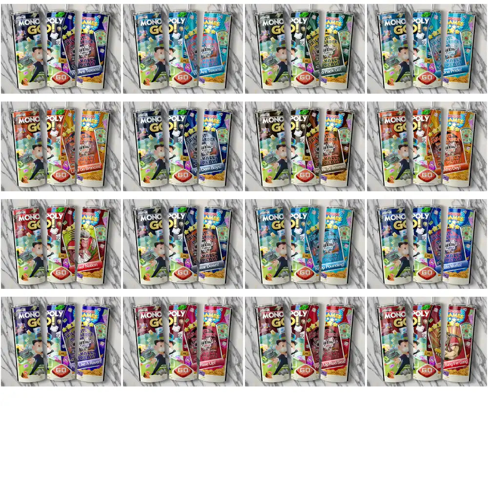 36 Football Teams Monopoly Go! Tumbler Wrap Bundle JPG
