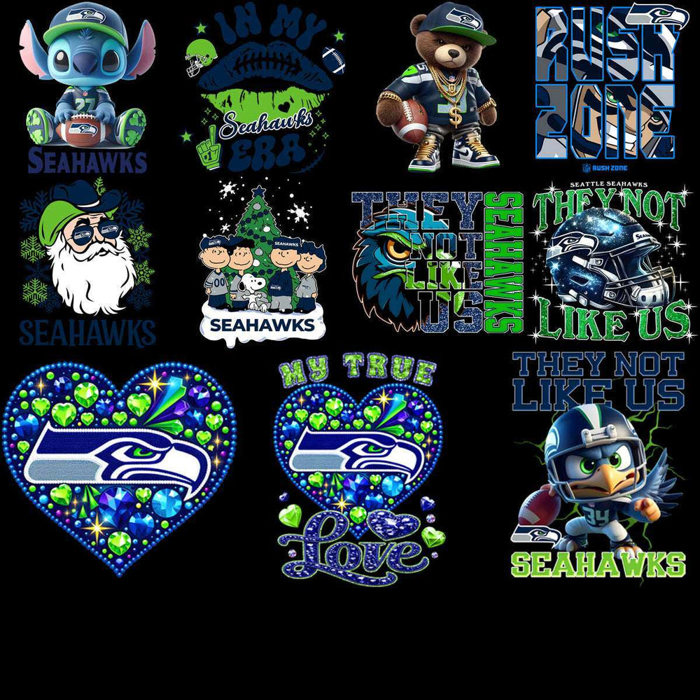 58 Mega Football Team Seattle Seahawks Mixed V2 Designs Bundle PNG