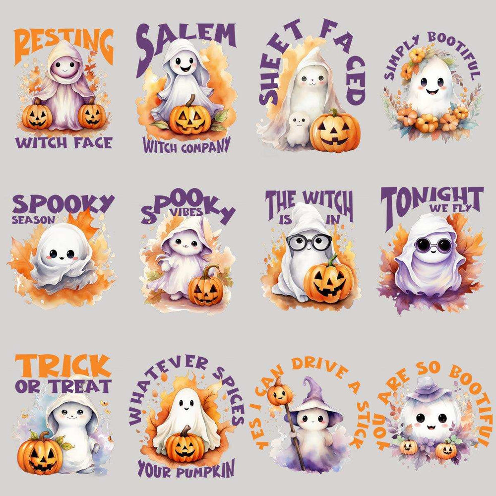 23 Cute Fall Halloween Ghost Designs Bundle PNG