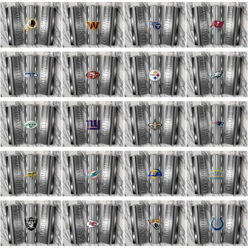 34 Football Teams Metallic Tumbler Wrap Bundle JPG