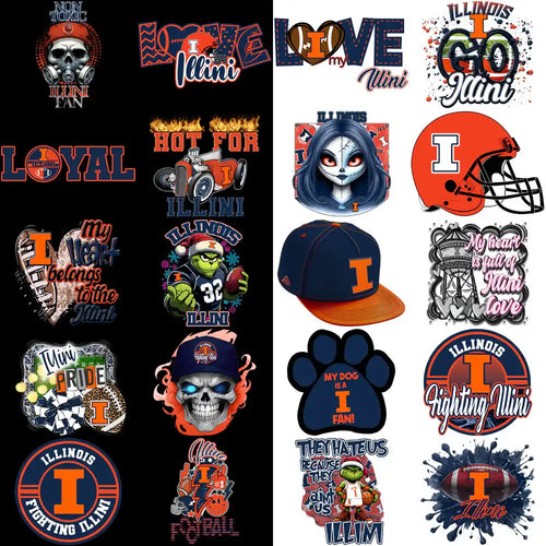 33 Illinois Fighting Illini Designs Bundle PNG