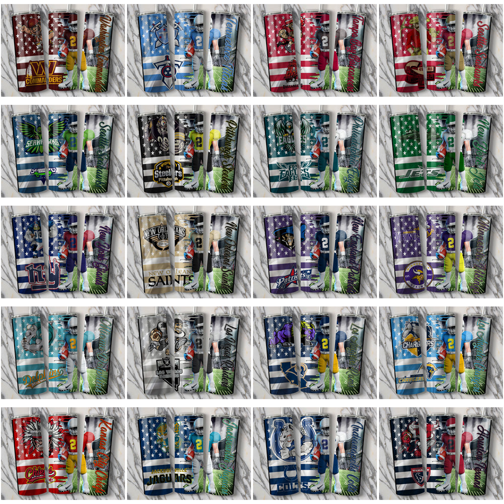 32 Football Teams Flag & Football Tumbler Wrap Bundle JPG