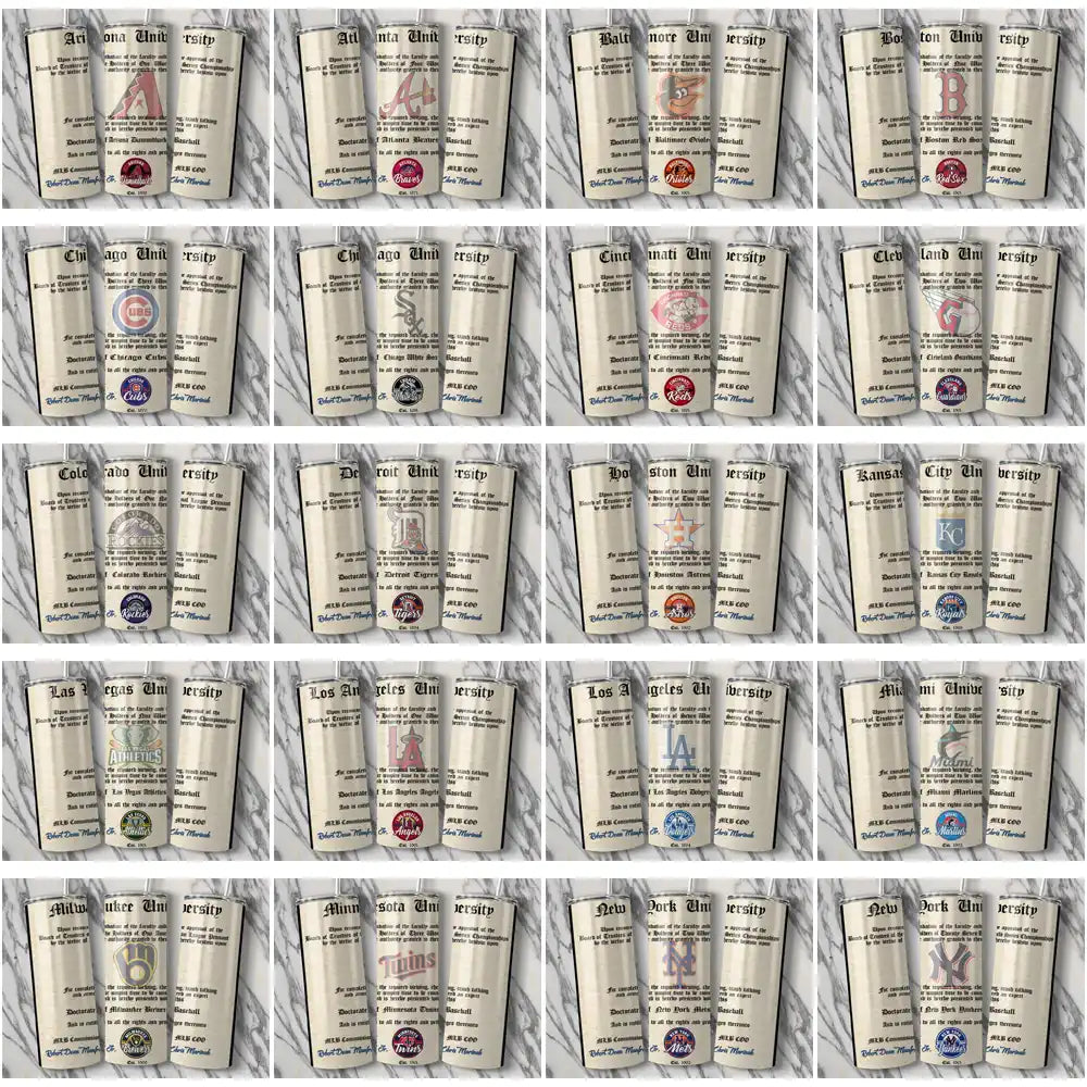 30 Baseball Teams Diploma Tumbler Wrap Bundle JPG