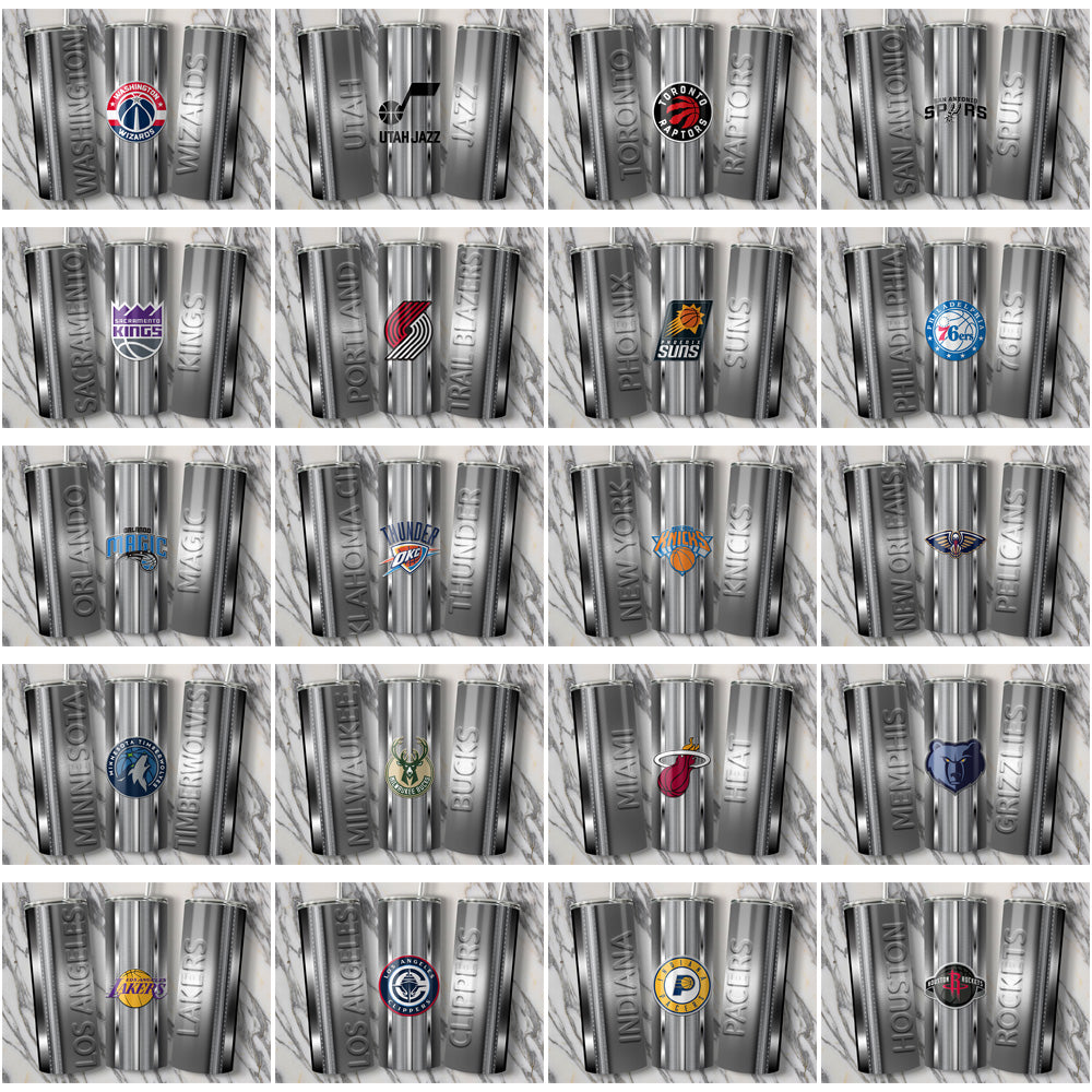 30 Basketball Teams Metallic Tumbler Wrap Bundle JPG